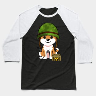 Funny orange dog is a soldier Baseball T-Shirt